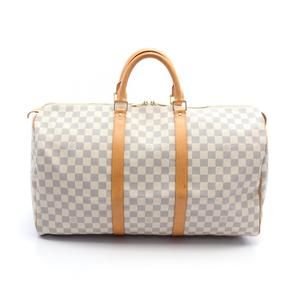Louis Vuitton Keepall 50 Bag Leather Damier Azur White
